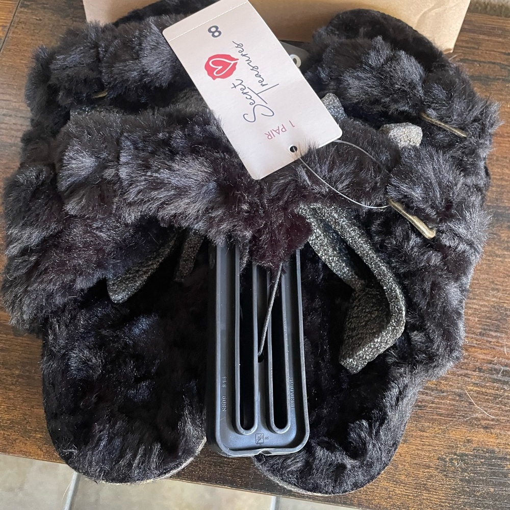 Secret Treasures Black Plush Slippers